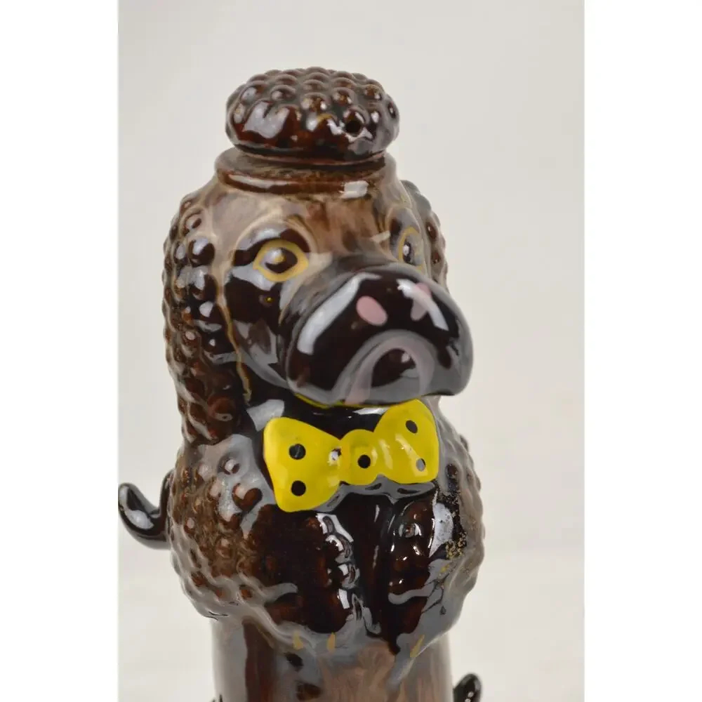 Vintage Pacific Japan Ceramic Poodle Liquor Decanter Hand Painted Cork Stopper